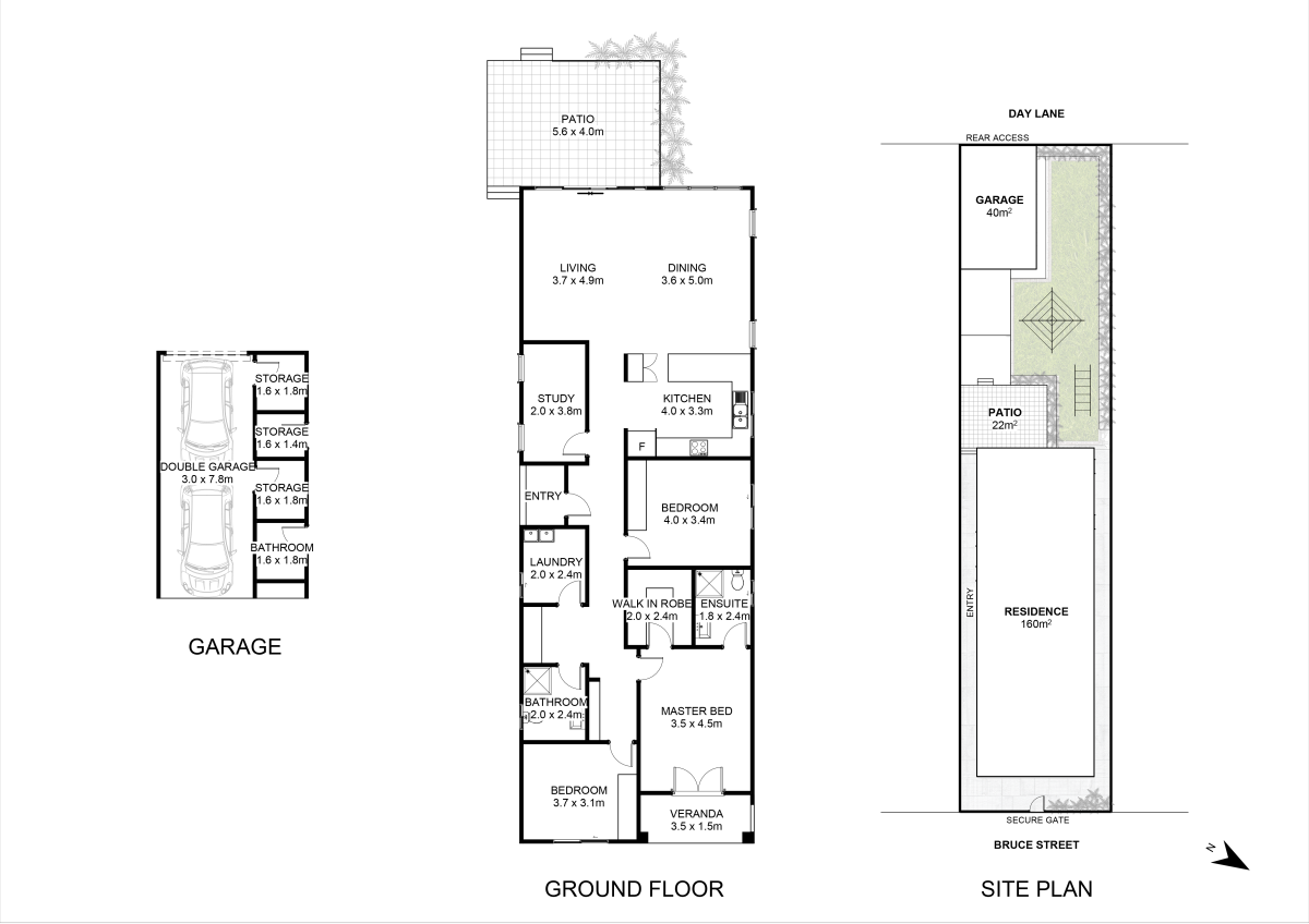 Floor plan for Three Bedroom Free Standing Home With Parking for Two